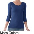 Illusion Microfiber 3/4-Length Sleeve Scoop Neck Top