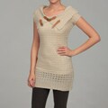 Razzle Dazzle Women's Ivory Buckle Cap Sleeve Sweater Top