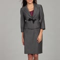 Nine West Women's Dark Grey Belted Skirt Suit