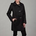 London Fog Women's Black Clip Detail Hooded Coat