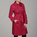 London Fog Women's Raspberry Double-breasted Trench Coat