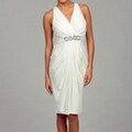 London Times Women's White Sleeveless Cross-back Dress