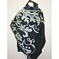 Selection Privee Paris Alexandra Floral Wool Black Grey Mohair Shawl Wrap