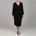 John Meyer Women's Plus Size Black five-button Jacket and Skirt Suit