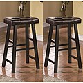Saddle Black Brown 29-inch Bicast Leather Bar Stools Height (Set of 2)