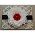 Hand-beaded Red Pearl and White Rosette Headband