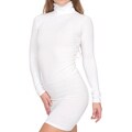 American Apparel Women's White Cotton Spandex Jersey Turtleneck Dress