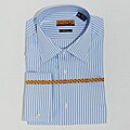 Enzo Tovare Men's Blue Striped Cotton Dress Shirt