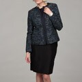 Evan Picone Women's Black/ Blue Round Neck Jacket