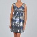 S.L. Fashions Women's Blue/ Silver Sequined Sheath Dress