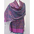 Selection Privee Paris 'Lola' Blue/ Purple Paisley Wool- and Silk-blend Wrap