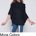 Elan Women's Handmade Cable Knit Cowlneck Poncho