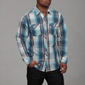 Burnside Men's White/Blue Plaid Woven Shirt