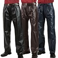 United Face Men's Pleated Leather Pants