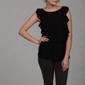 Dylan & Rose Junior's Black Ruffle Cinched Top