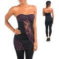Stanzino Women's Black with Fuschia Dots Strapless Dress