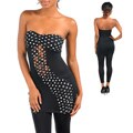 Stanzino Women's White Dots Black Strapless Top