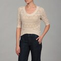 Dolled Up Women's Oatmeal 3/4-sleeve Scoop Top