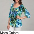 Katherine New York Women's Feather Print Knit Blouse
