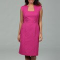 Tahari Women's Hot Pink Jacquard Sheath Dress