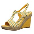 Ann Marino Women's 'Jackel' Yellow Striped Espadrille Wedge Sandals