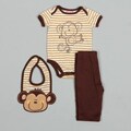 Baby Togs Newborn Boy's Monkey Stripe Creeper Pant and Bib Set