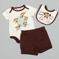 Baby Togs Newborn Boy's Creeper Monkey Shorts and All Star Bib Set