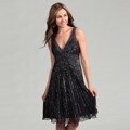 Patra Women's Slate Beaded V-neck Dress