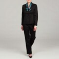 Le Suit Women's Black Three-button Pant Suit