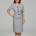 Le Suit Women's Navy Four-button Skirt Suit