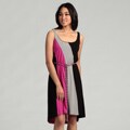 London Times Women's Colorblock Braided Tie Dress
