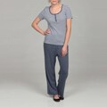 Nautica Women's Blue/ White Striped 2-piece Sleepwear Set