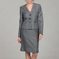 Kasper Women's Navy Three-button Jacket Skirt Suit