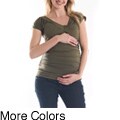 Sulee by Lilac Women's Maternity Double V-neck Ruched T-shirt