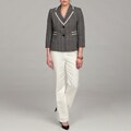 Evan Picone Women's Black Multi/ Vanilla Pant Suit