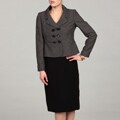Evan Picone Women's Black/ Ivory Double-breasted Skirt Suit