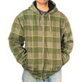 Courage Men's Olive Plaid Fleece Lined Hoodie