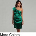 Hailey Adrianna Papell Women's Stretch Satin One Shoulder Ruffle Dress
