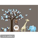 Nursery Wall Art Boy's Safari Animal Tree Wall Decal Set