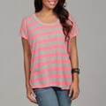 Pretty Rebellious Junior's Neon Pink Stripe Tee