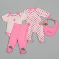 Rumble Tumble Infant Girl's Strawberry Printed Coverall, Creeper and Pant Set