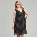 Studio 1 Women's Plus Size Black/ Grey Polka dot Dress