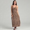 Glamour Women's Brown Animal Print Maxi Dress