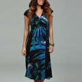 Glamour Women's Blue Abstract Cap Sleeve Dress