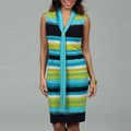 Glamour Women's Blue Combo Abstract Print Dress