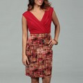Glamour Women's Red Abstract Cowl Neck Dress
