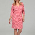 Jessica Howard Women's Plus Size Coral Absract Printed Dress