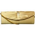 Jessica McClintock Front Flap Gold Satin Clutch