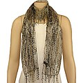 Hand-spun Silk Black Confetti Scarf (India)