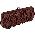 Carlo Fellini Mocha Ruffled Rhinestone Clutch